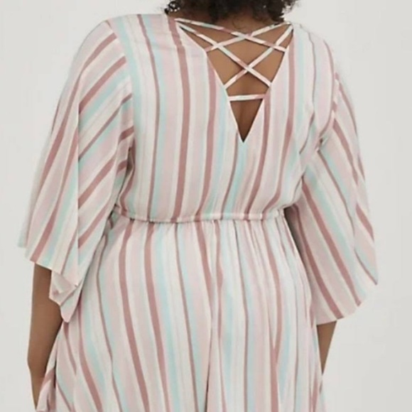 Torrid Babydoll Top - Stretch Challis Stripe Pink Size 1(1X) - Picture 3 of 12